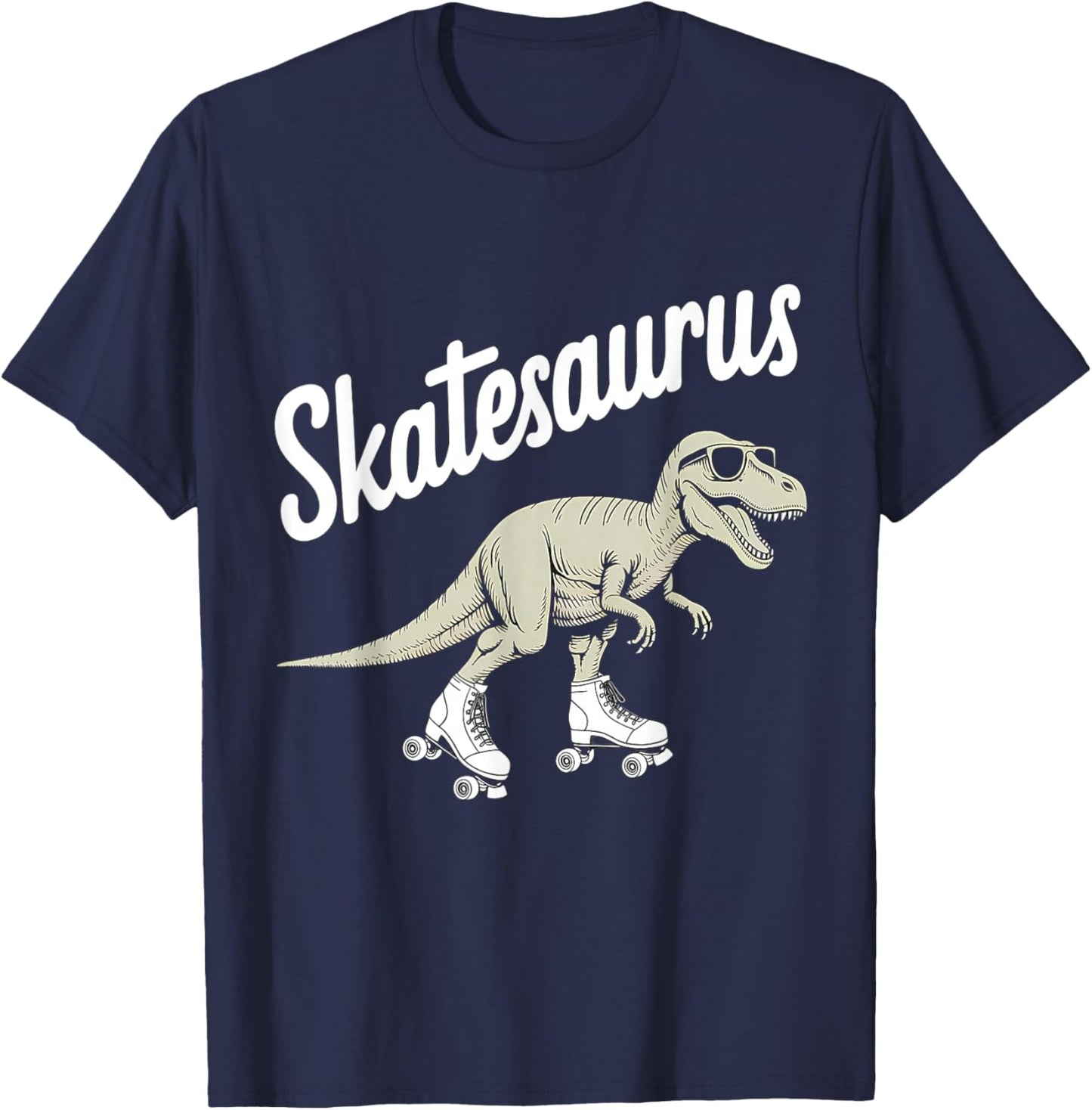 Roller Skating Dinosaur T-Rex Skate Dino Funny Roller Skater T-Shirt - T-Shirt | Navy
