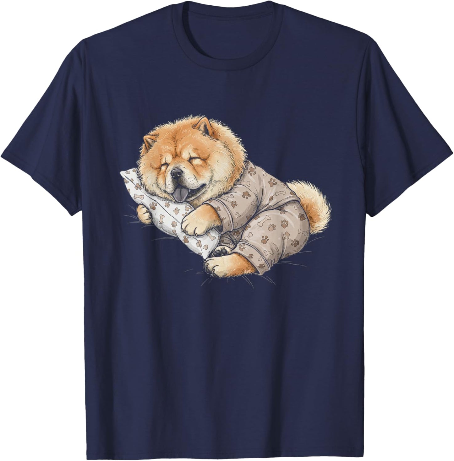 Funny Sleepy Chow Chow Pajama Men Women Kids T-Shirt - T-Shirt | Navy