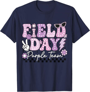 Field Day Purple Team Funny for Teacher Kids Field Day Games T-Shirt - T-Shirt | Navy
