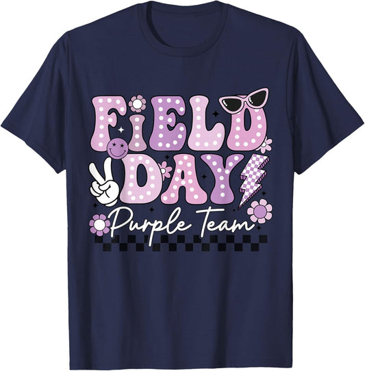 Field Day Purple Team Funny for Teacher Kids Field Day Games T-Shirt - T-Shirt | Navy