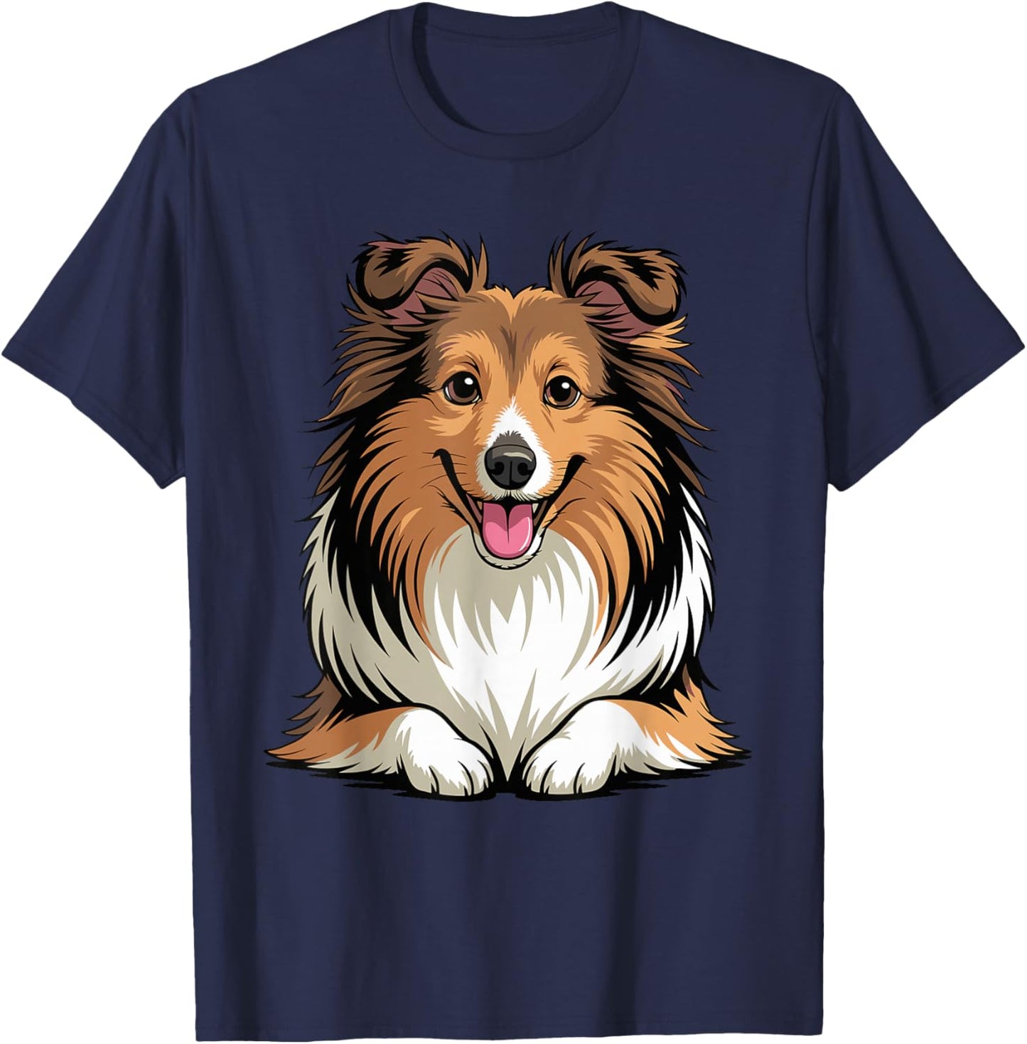 Cute Puppy Breed Artistic Sheltie Herding Shetland Sheepdog T-Shirt - T-Shirt | Navy