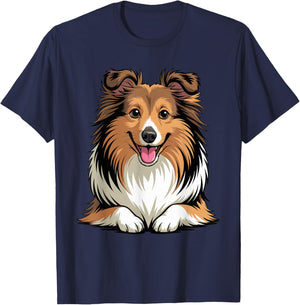 Cute Puppy Breed Artistic Sheltie Herding Shetland Sheepdog T-Shirt - T-Shirt | Navy