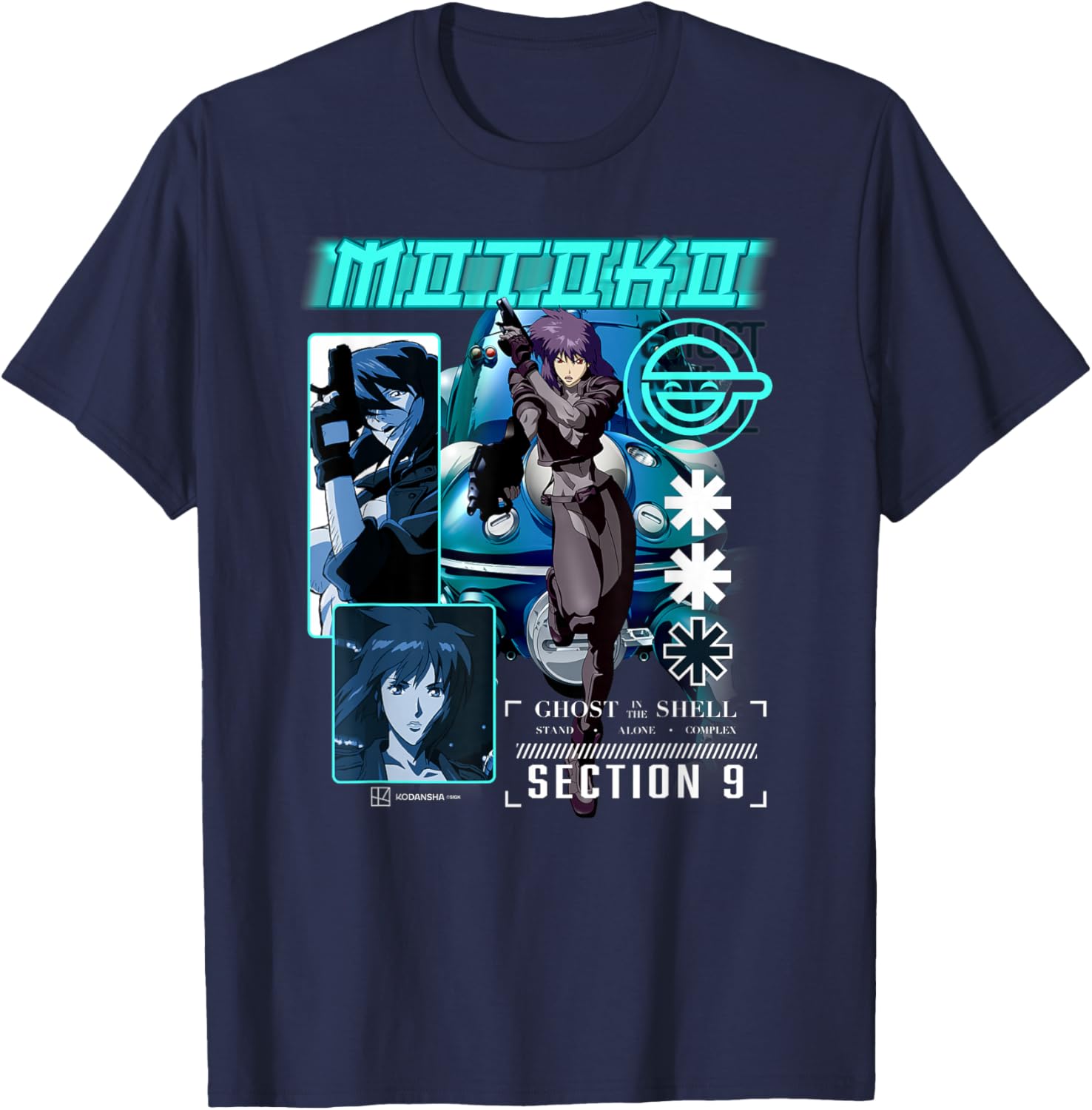 Ghost in the Shell Stand Alone Complex Section 9 Motoko Shot T-Shirt - T-Shirt | Navy