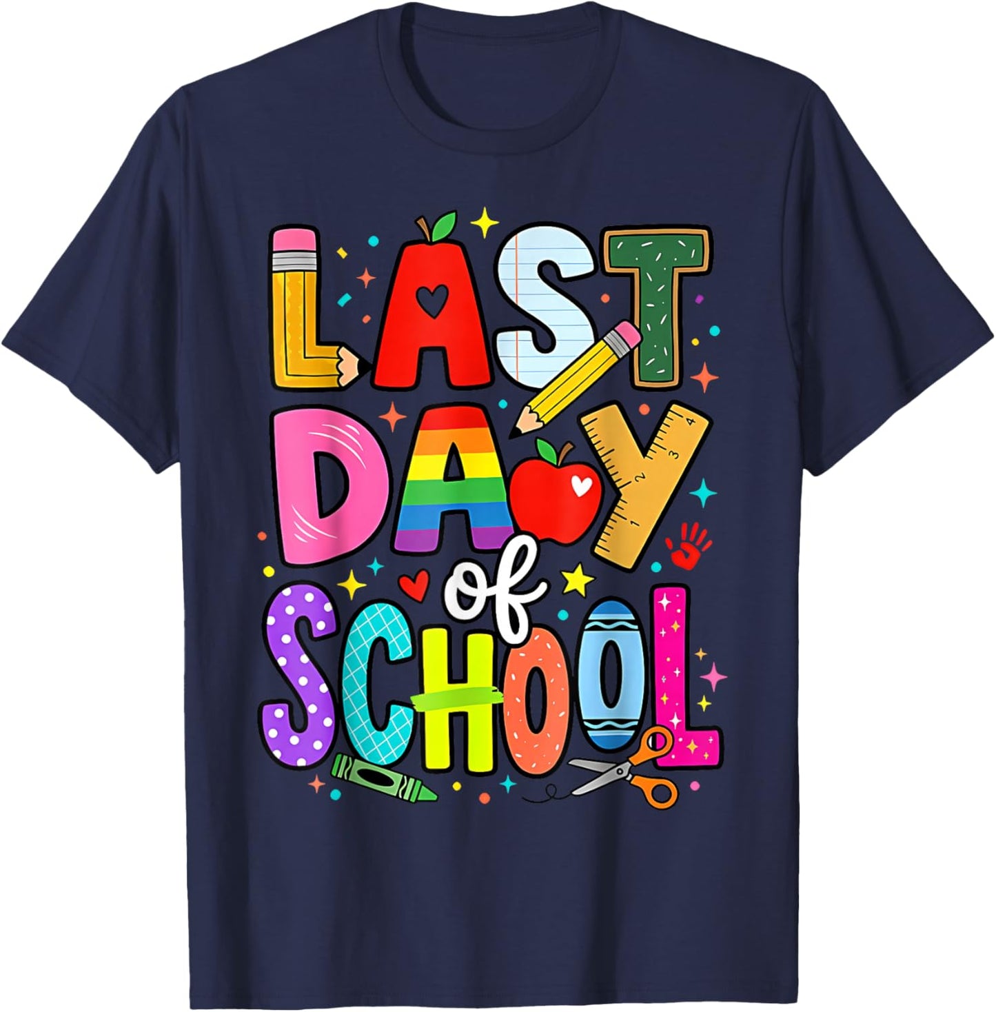 Teacher Student Classroom Fun End of Year Last Day of School T-Shirt - T-Shirt | Navy
