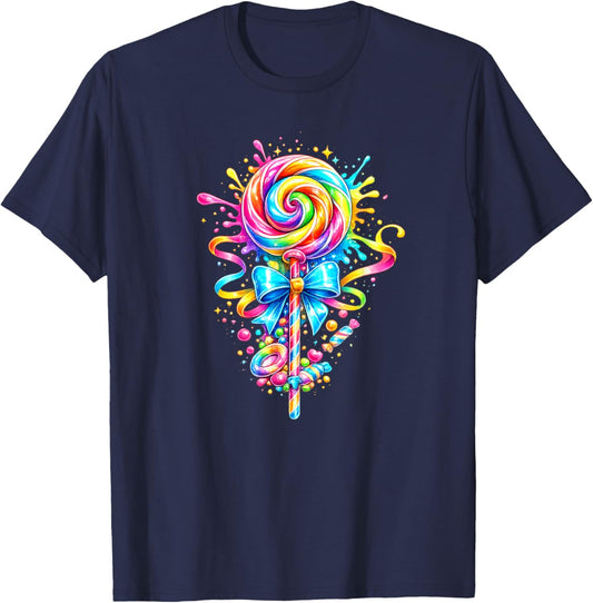 Candy Candy Costume Women's Carnival Lollipop Fancy Dress T-Shirt - T-Shirt | Navy