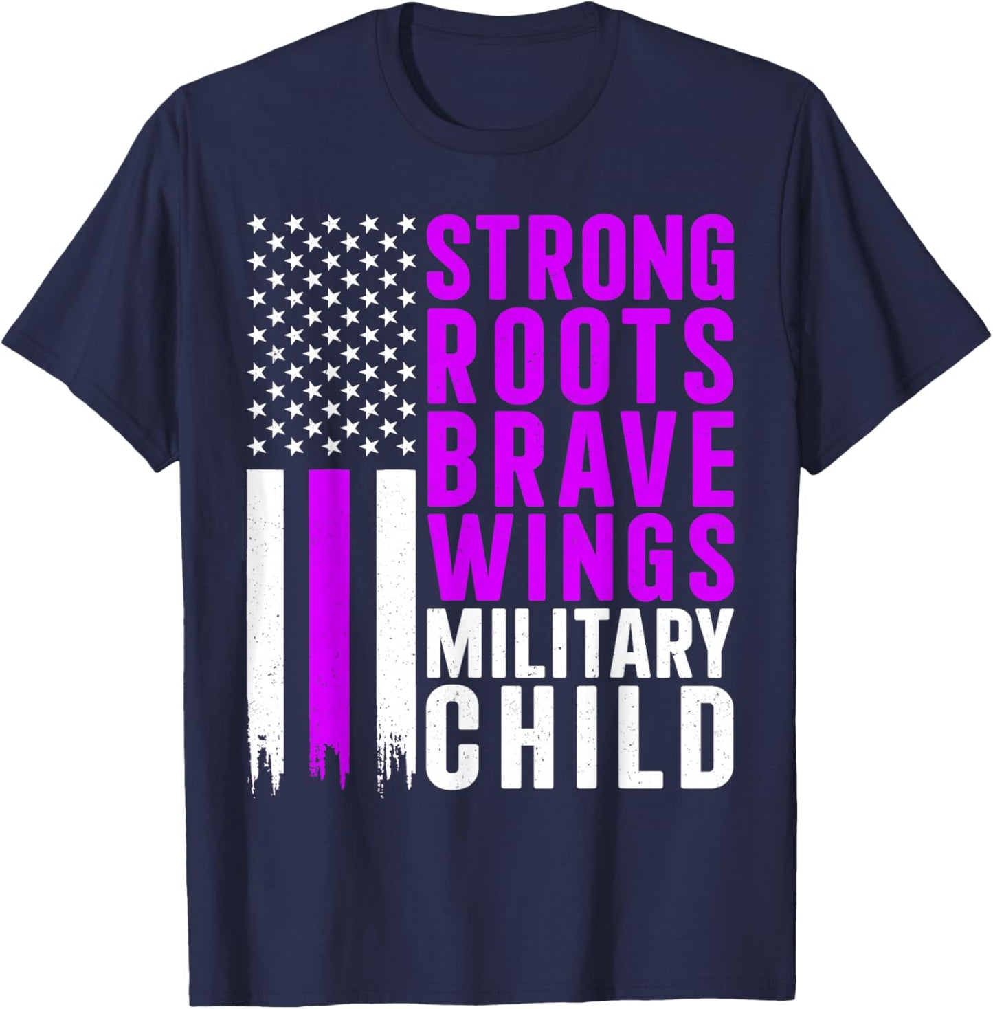 Purple Up For Military Kids Retro Military Child Month T-Shirt - T-Shirt | Navy