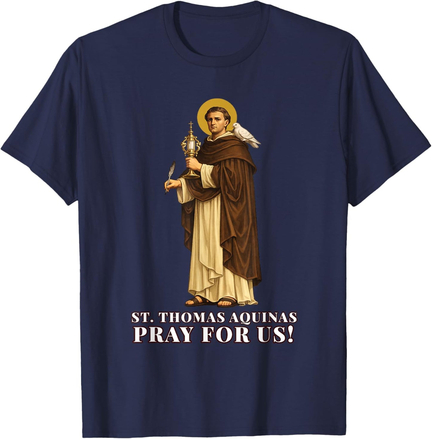 Catholic Devotion to St. Thomas Aquinas in Corpus Christi T-Shirt - T-Shirt | Navy
