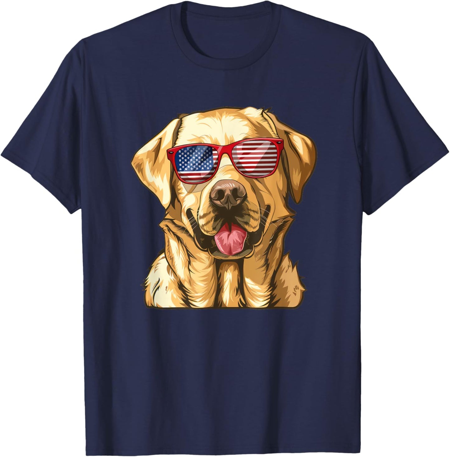 Labrador Retriever USA America Flag 4th of July T-Shirt - T-Shirt | Navy