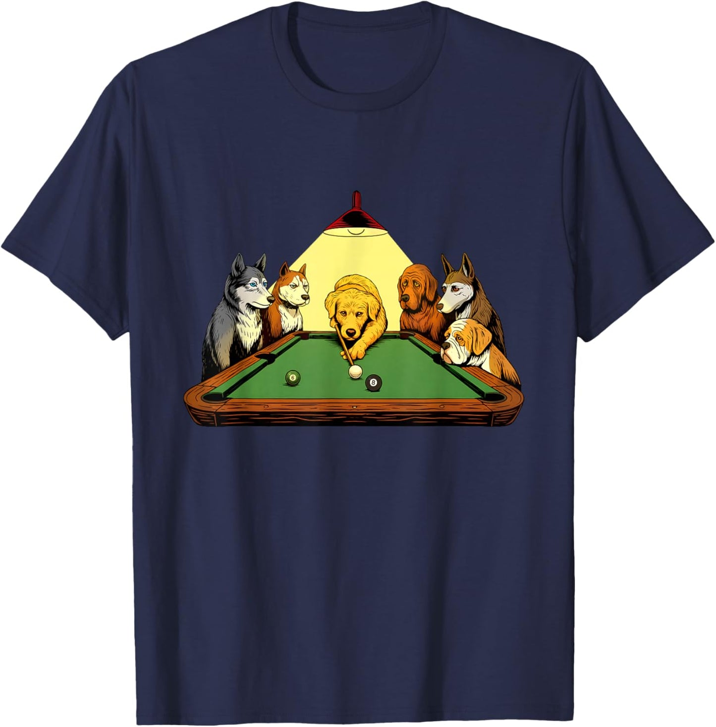 Billiard Dogs - 8 Ball Billiard Game Pool Player T-Shirt - T-Shirt | Navy