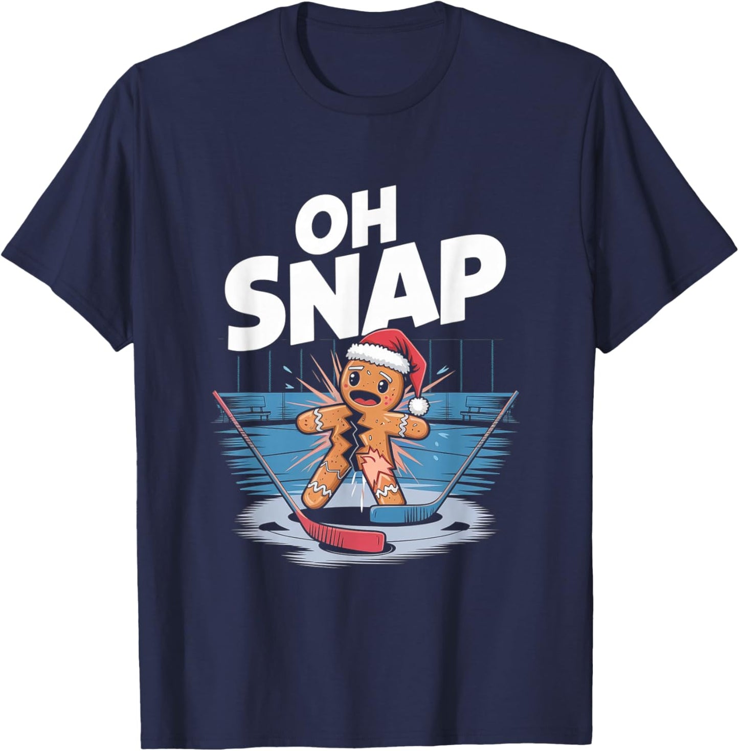 Ice Hockey Christmas Gingerbread T-Shirt - T-Shirt | Navy