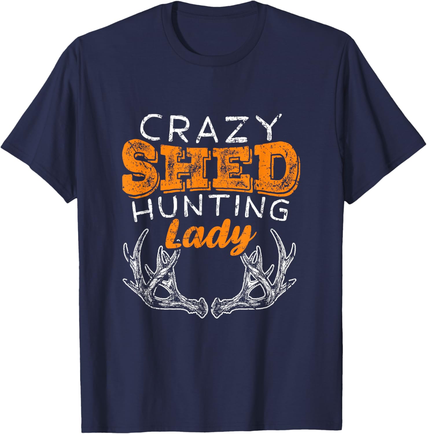 Crazy Shed Hunting Lady Antler T-Shirt - T-Shirt | Navy
