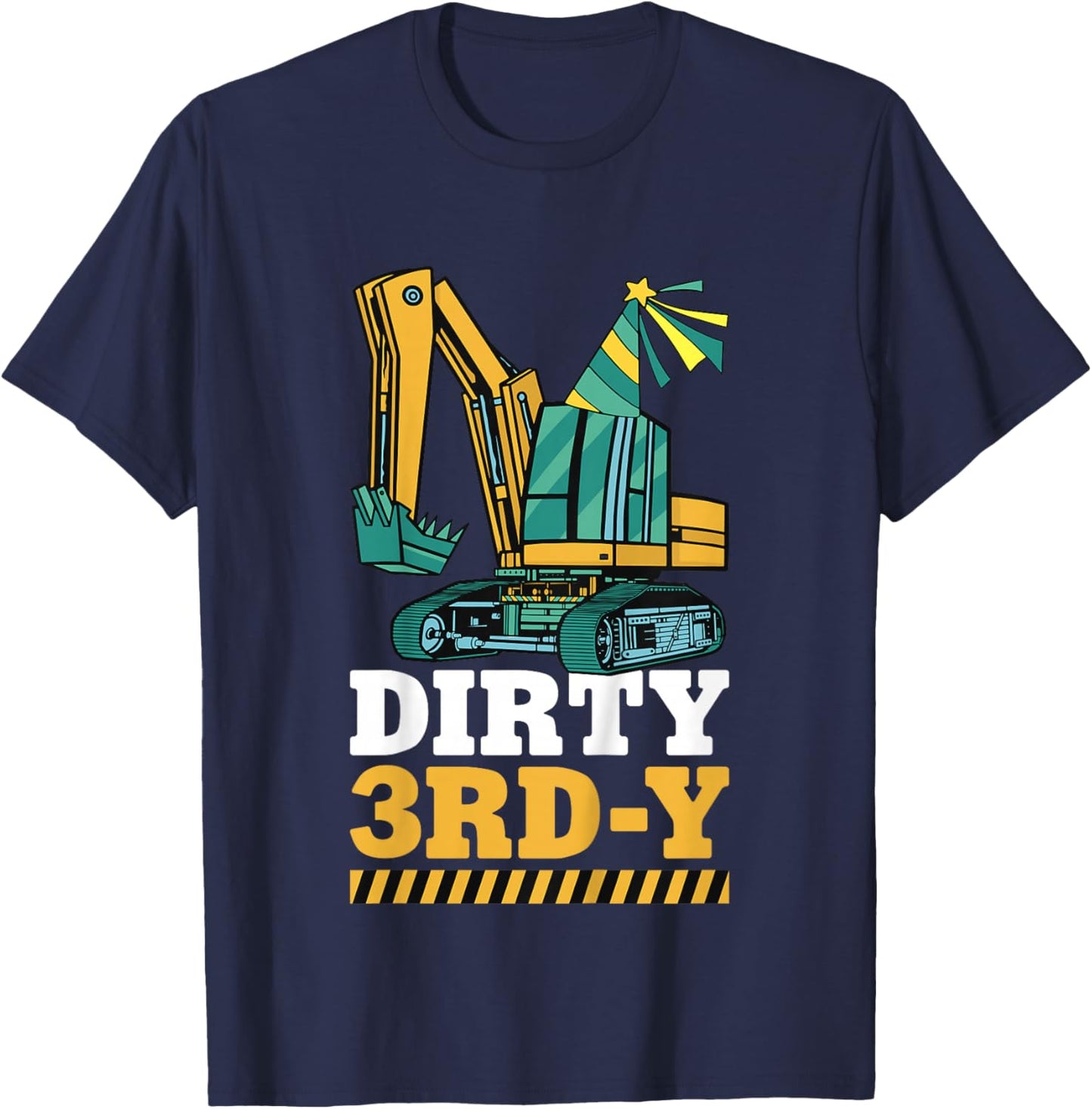 Kids Dirty 3rd-Y Construction Kids 3 Years Old Birthday Party T-Shirt - T-Shirt | Navy