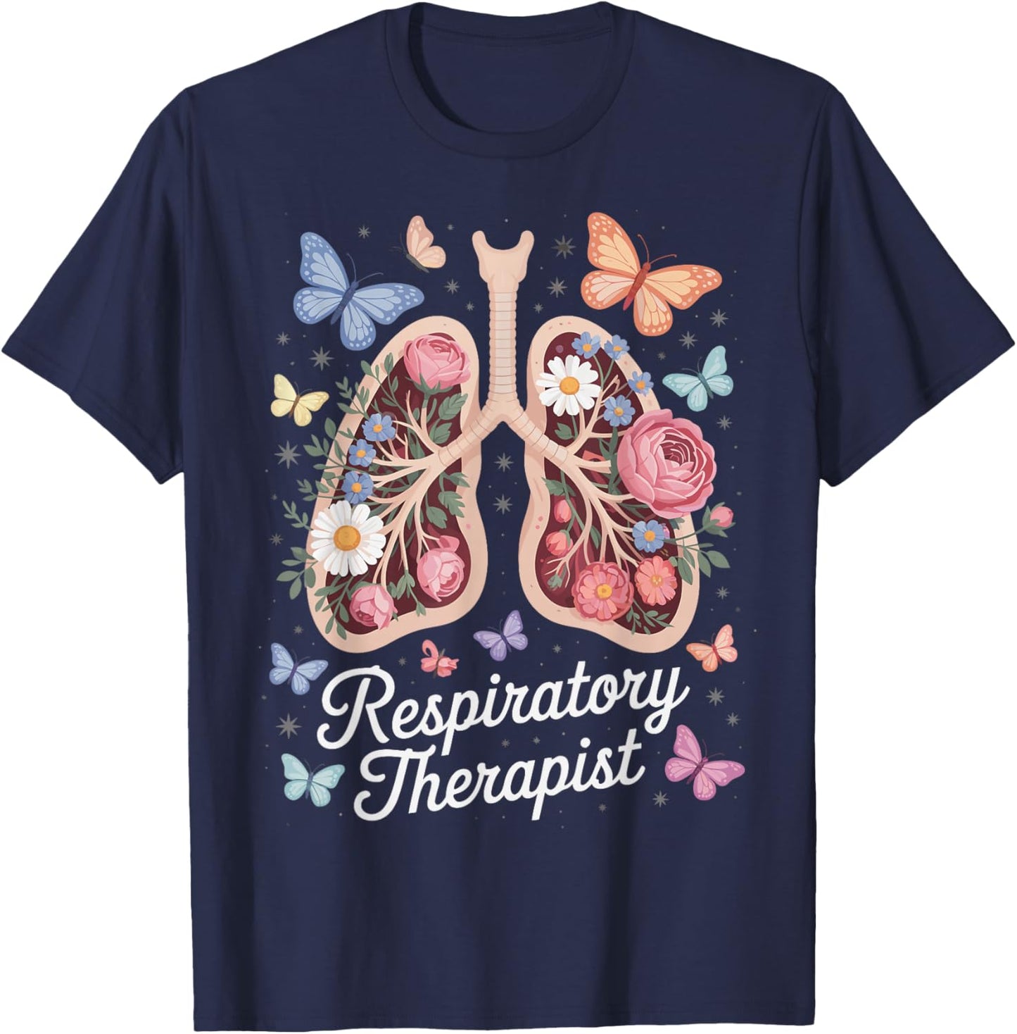 Respiratory Therapist Pulmonary Care ICU Lungs T-Shirt - T-Shirt | Navy