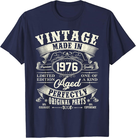 Vintage 1976 50yr 50th Birthday Gifts 50 Years Old T-Shirt - T-Shirt | Navy