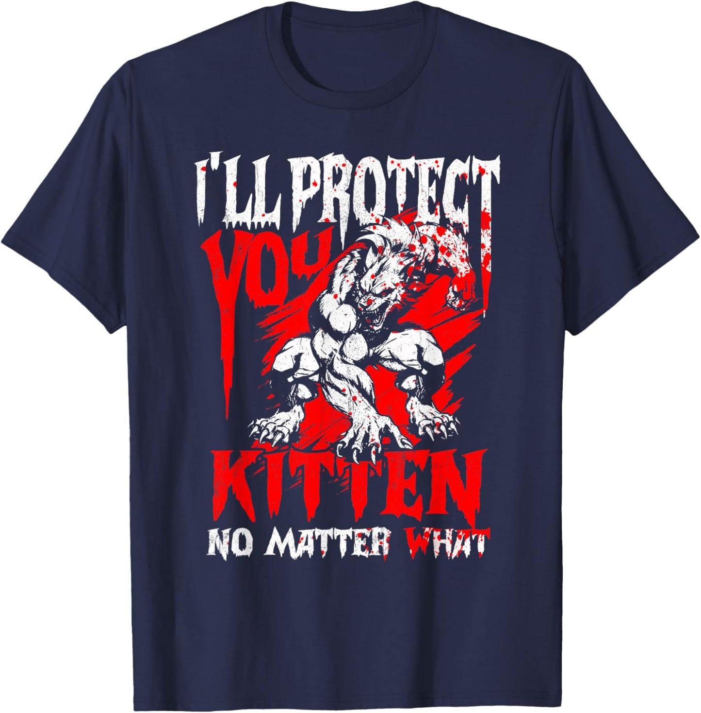 Alpha Wolf Ich werde dich beschützen Kitten egal was [German Language] T-Shirt - T-Shirt | Navy