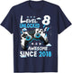 8th Birthday Boys Level 8 Unlocked 8 Year Old Video Player T-Shirt - T-Shirt | Navy