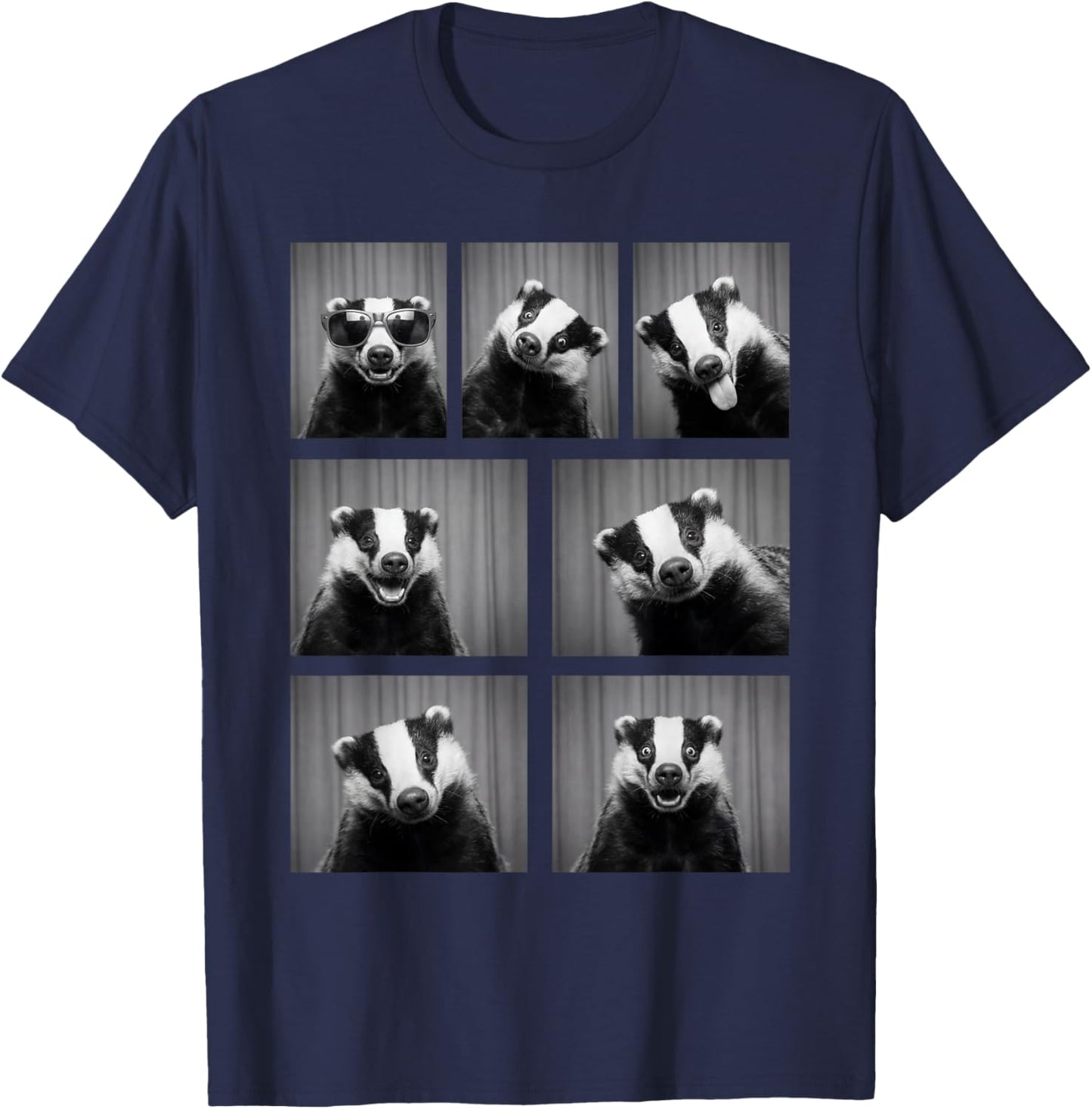 Honey Badger Photobooth Funny Animal Portrait T-Shirt - T-Shirt | Navy