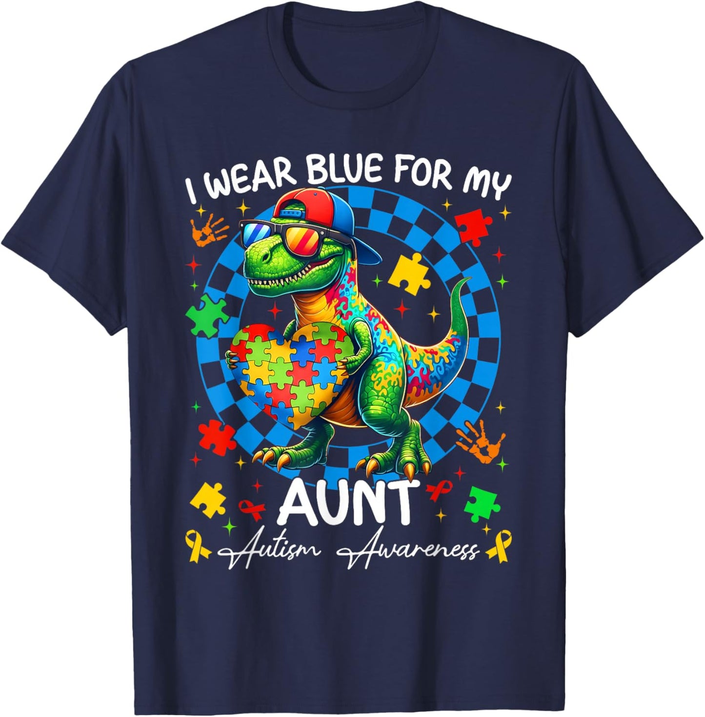 I Wear Blue for My Aunt Pride Autism Awareness Boy Girl T-Shirt - T-Shirt | Navy