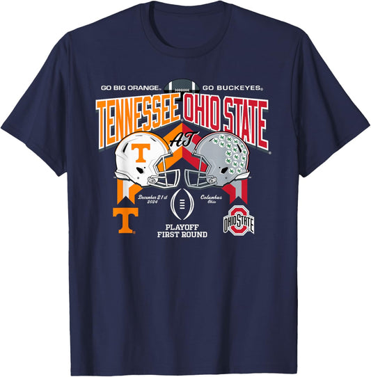 Elite Authentics -Adults Tennessee Volunteers at Ohio State Buckeyes CFP 2024-2025 Black Short Sleeve Modern Classic Fit T-Shirt - T-Shirt | Navy