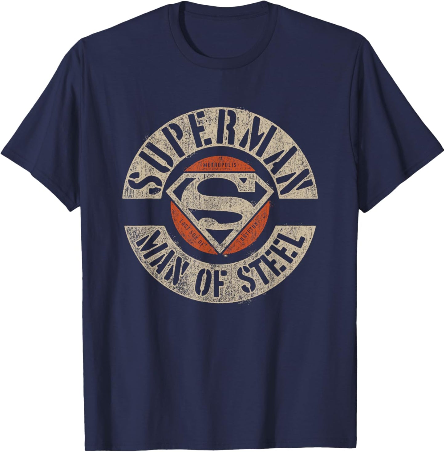 DC Comics Superman Man Of Steel Distressed Logo T-Shirt - T-Shirt | Navy