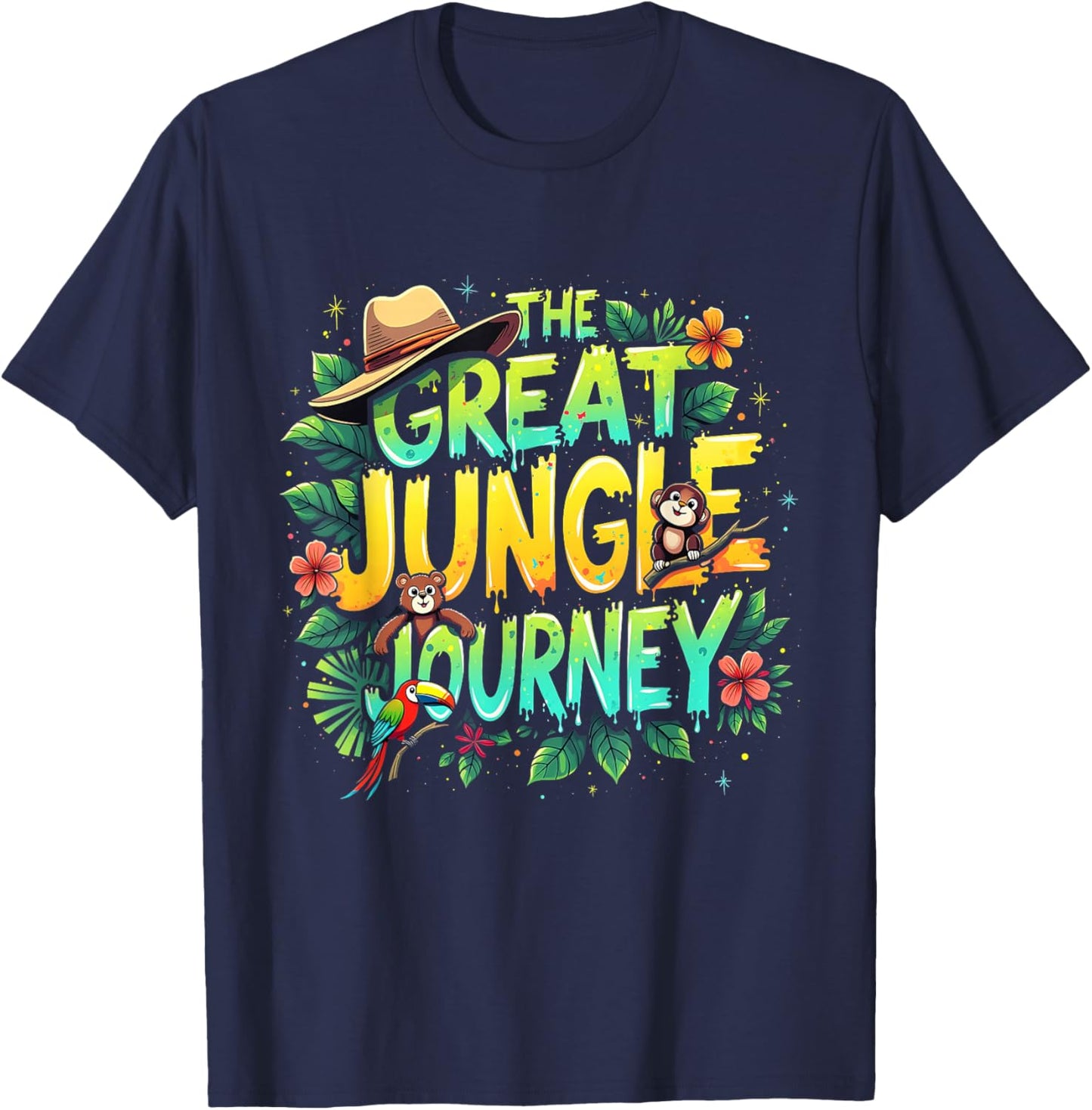 Retro The Great Jungle Journey Adventure Theme VBS Apparel T-Shirt - T-Shirt | Navy