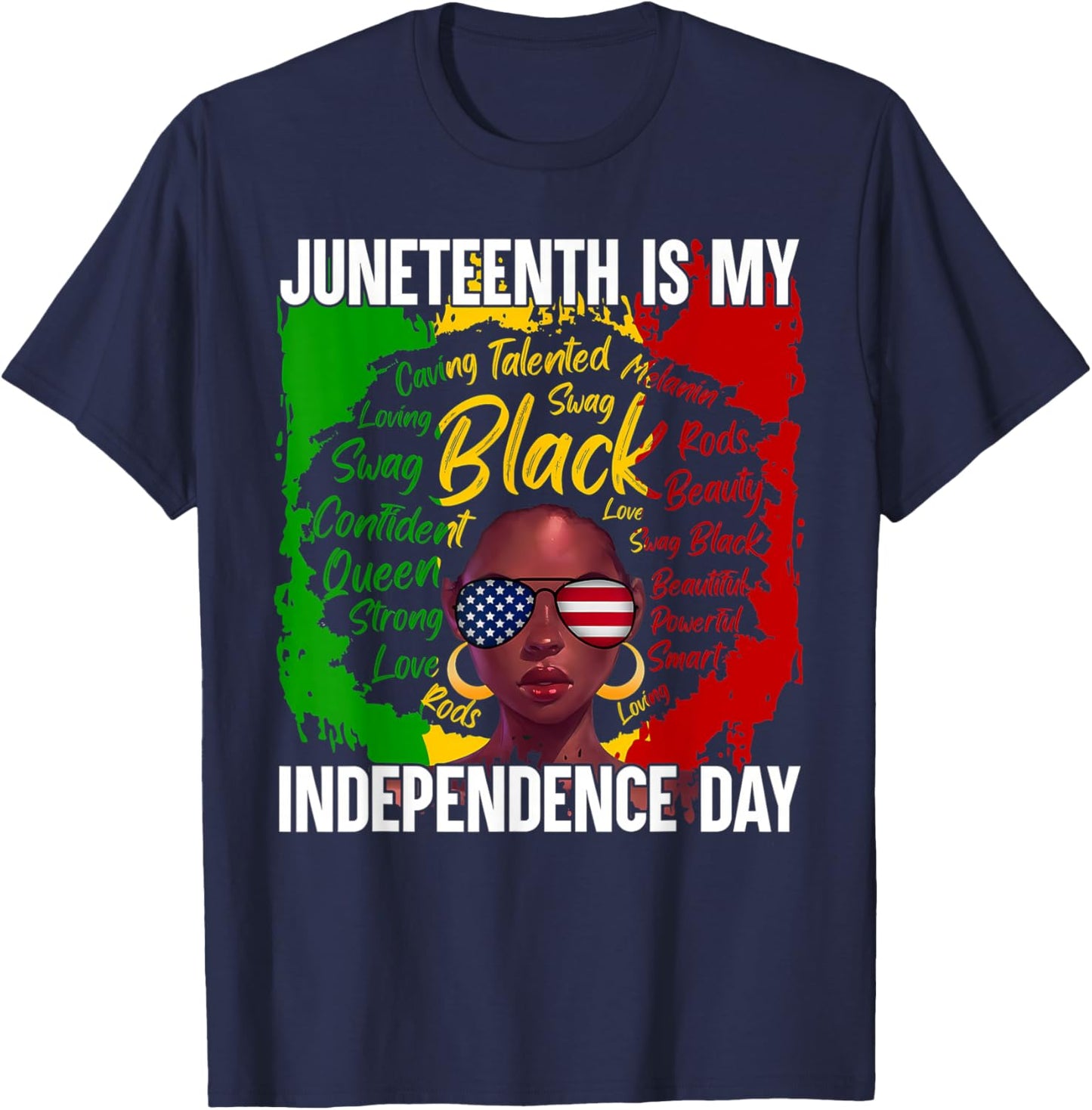 Juneteenth 1865 Freedom Day Black Women Girl African Afro T-Shirt - T-Shirt | Navy