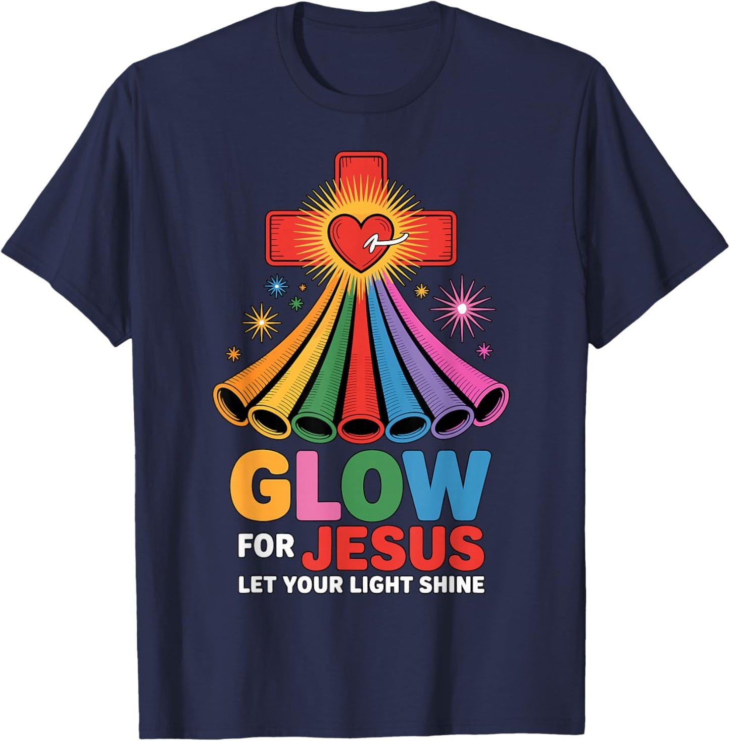 Glow for Jesus Christian Faith T-Shirt - T-Shirt | Navy