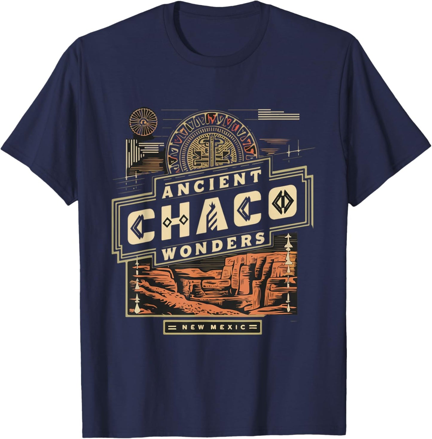 Ancient Pueblo Indian Chaco Canyon National Park T-Shirt - T-Shirt | Navy