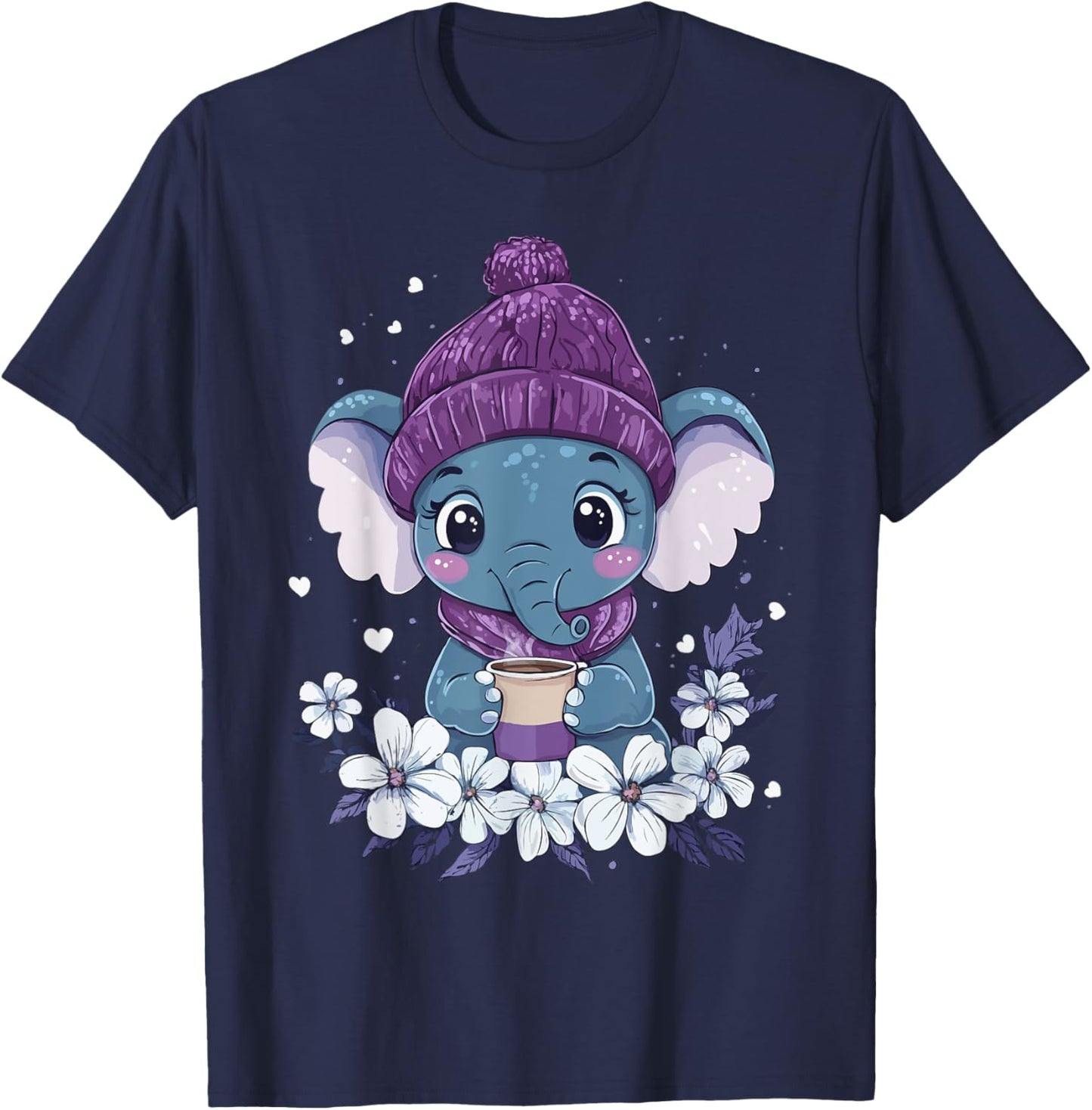 Elephant Coffee Girls Clothes Boys Decorations Kids Elephant T-Shirt - T-Shirt | Navy