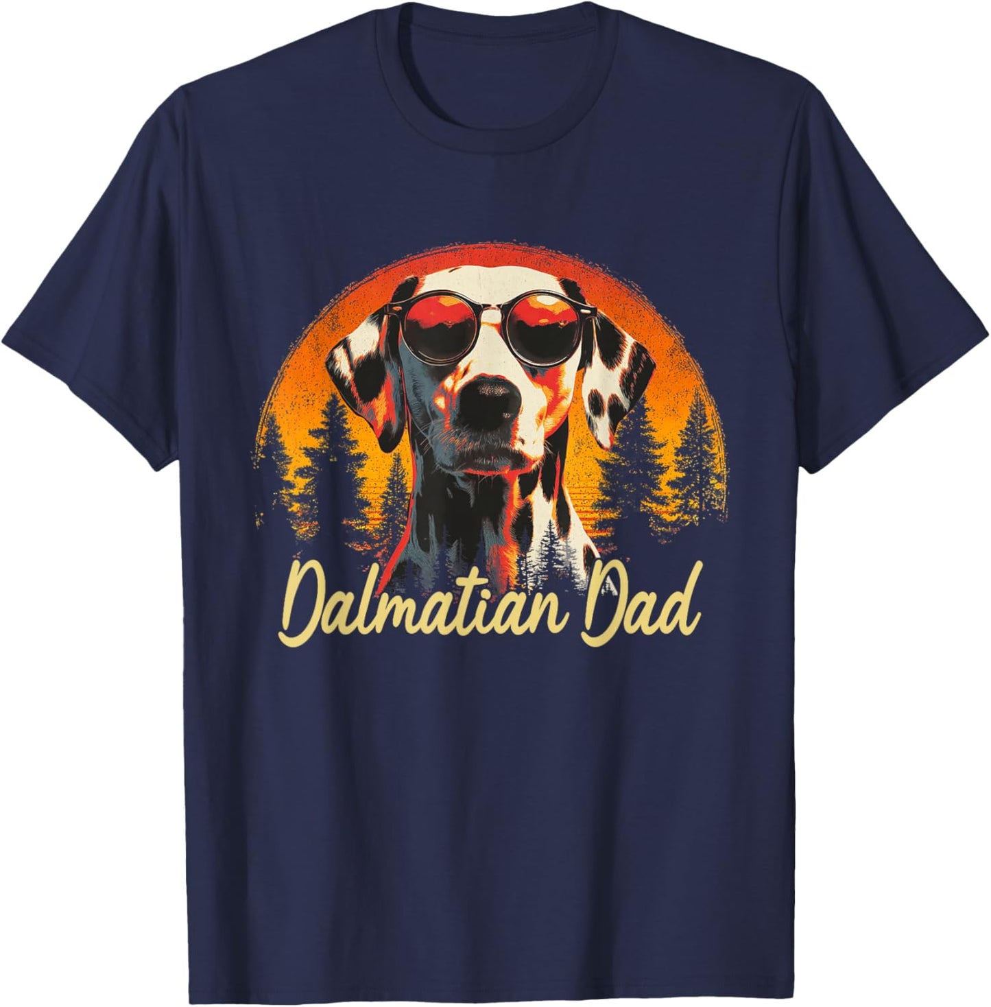 Best Dalmatian Dad Vintage Fathers Day Dog Lover Men Women T-Shirt - T-Shirt | Navy