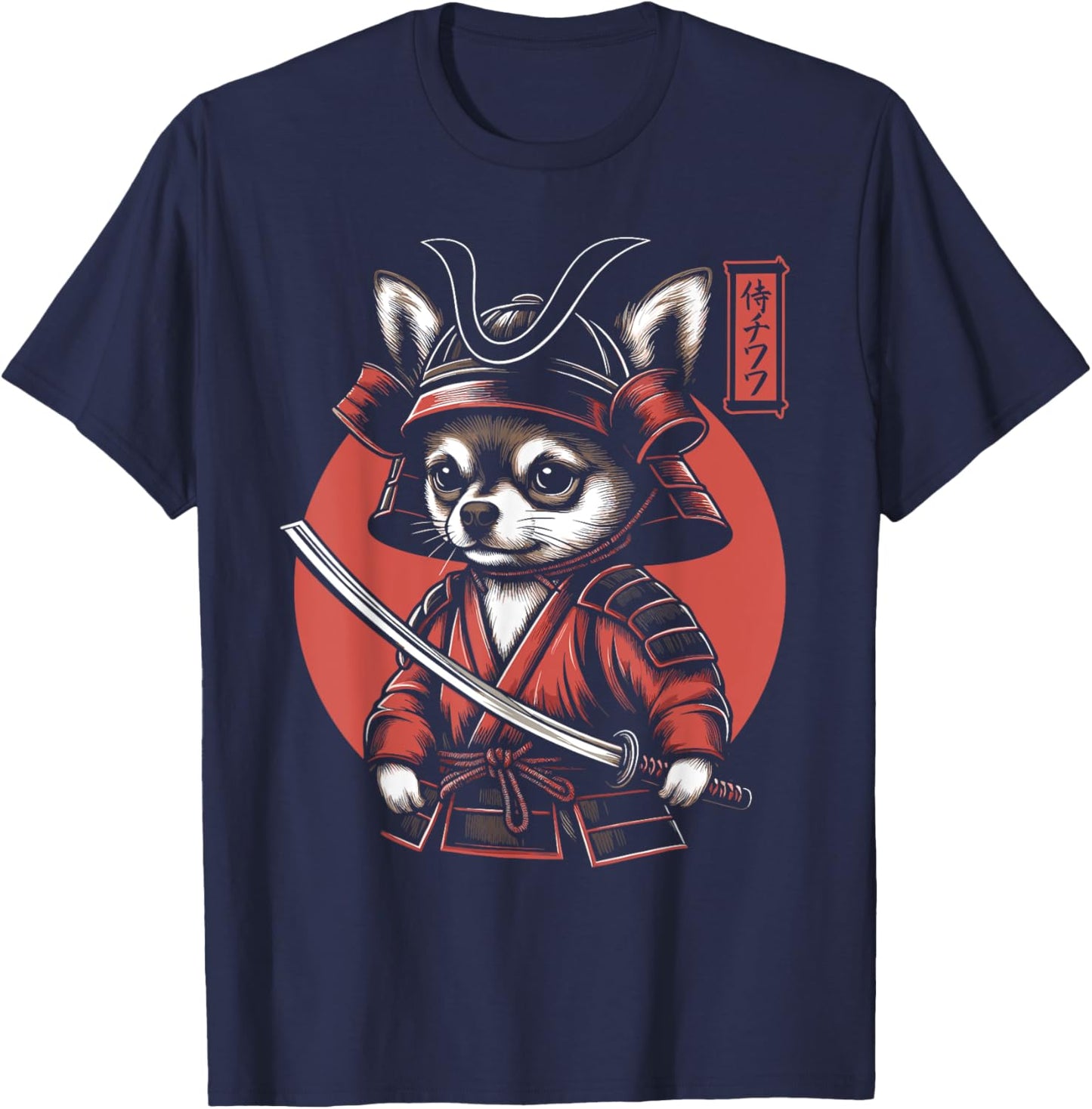 Japanese Chihuahua Dog Samurai Men, Women, Kids T-Shirt - T-Shirt | Navy