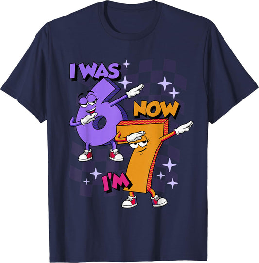 Dabbing 67 I was 6 Now I'm 7 Funny Birthday Girl Kids 67 T-Shirt - T-Shirt | Navy