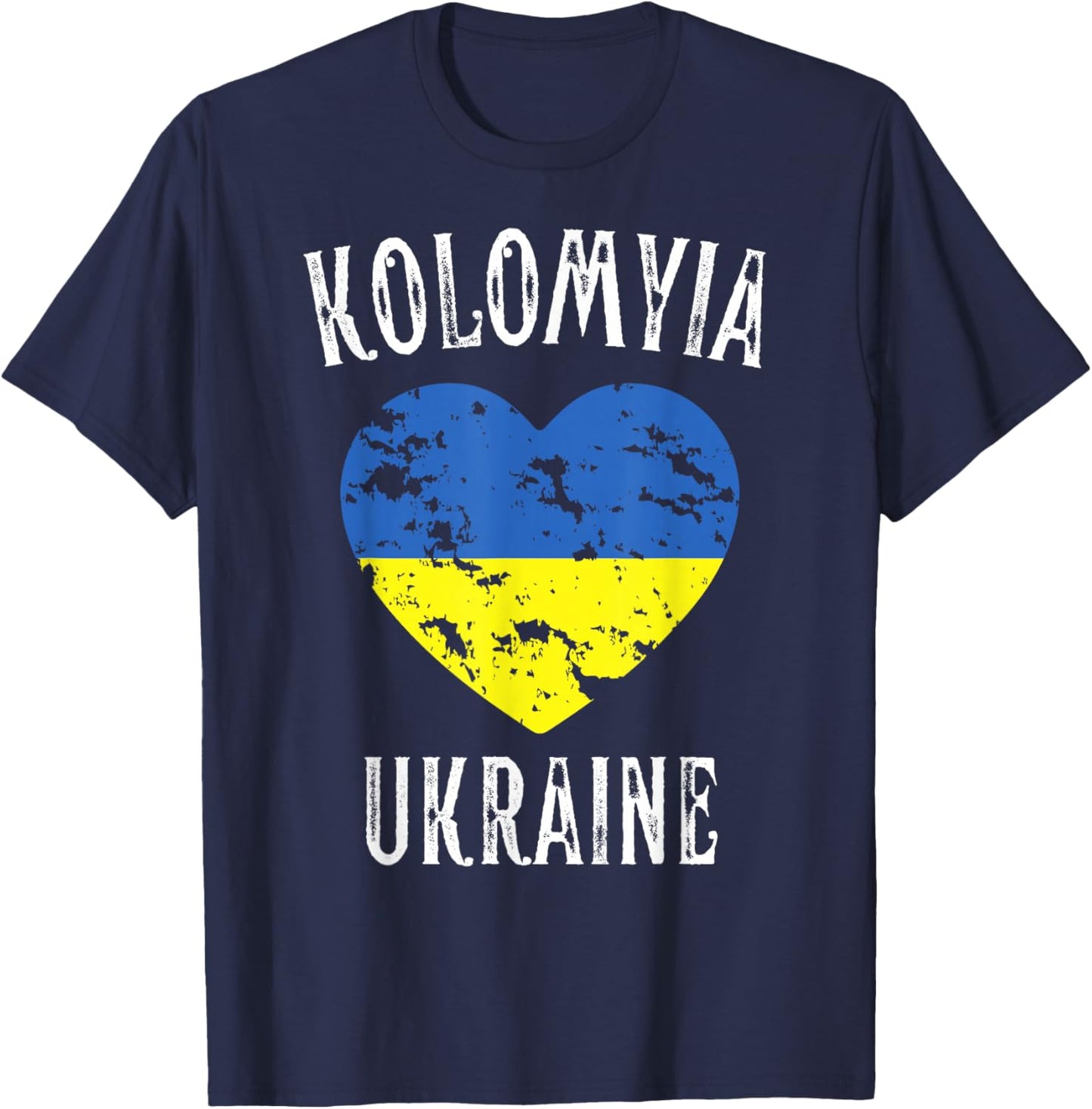 Ukraine Flag Heart Kolomyia City T-Shirt - T-Shirt | Navy