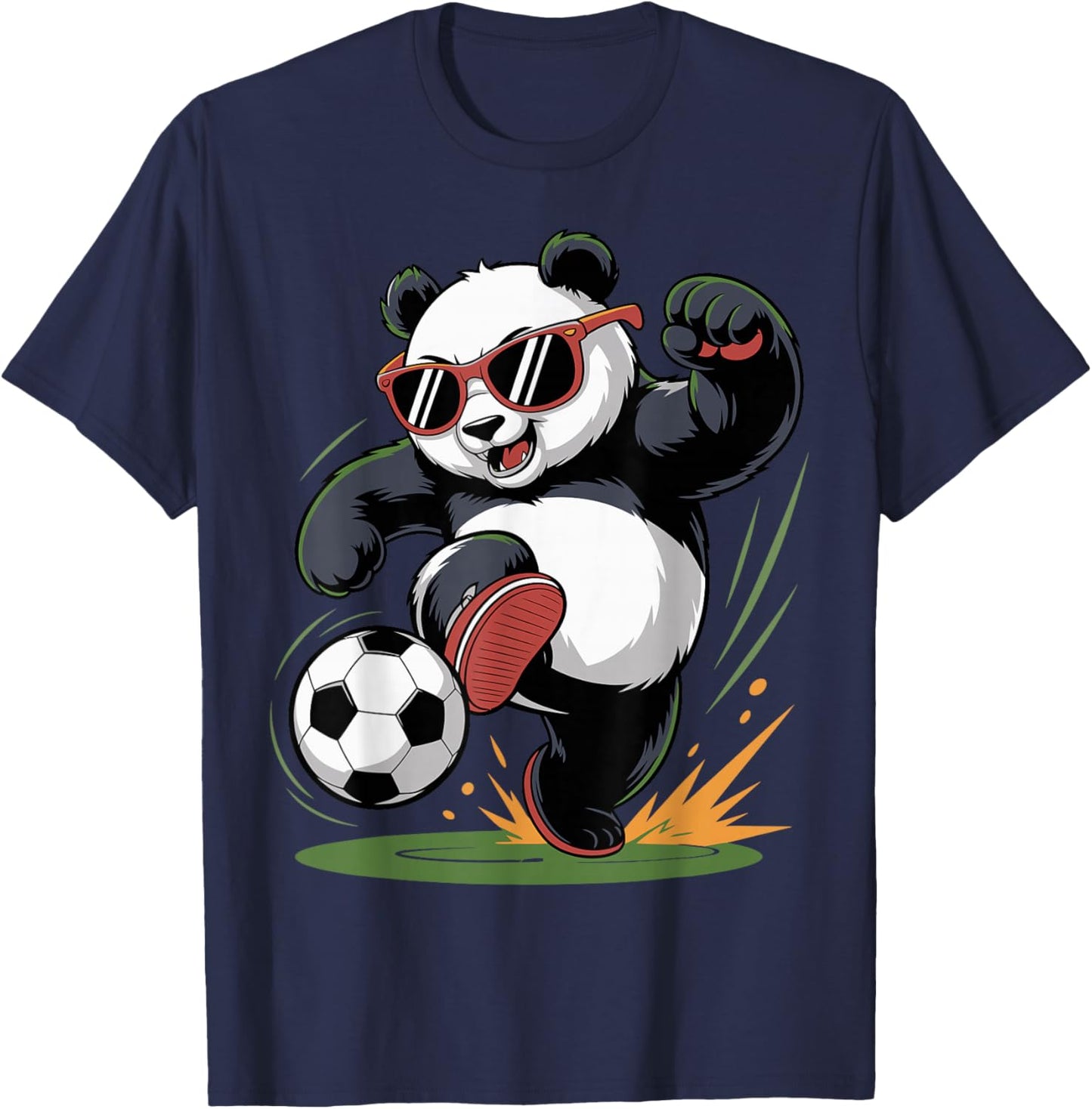 Funny Panda Playing Soccer Graphic Animal Sport Ball Lovers T-Shirt - T-Shirt | Navy