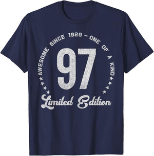 97 Year Old Gifts Vintage 1929 Limited Edition 97th Birthday T-Shirt - T-Shirt | Navy