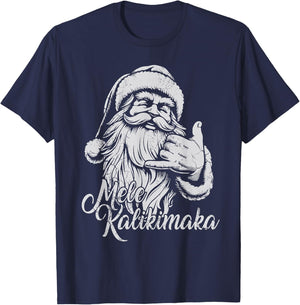 Mele Kalikimaka Santa Claus Hawaiian Christmas Hawaii Spirit T-Shirt - T-Shirt | Navy