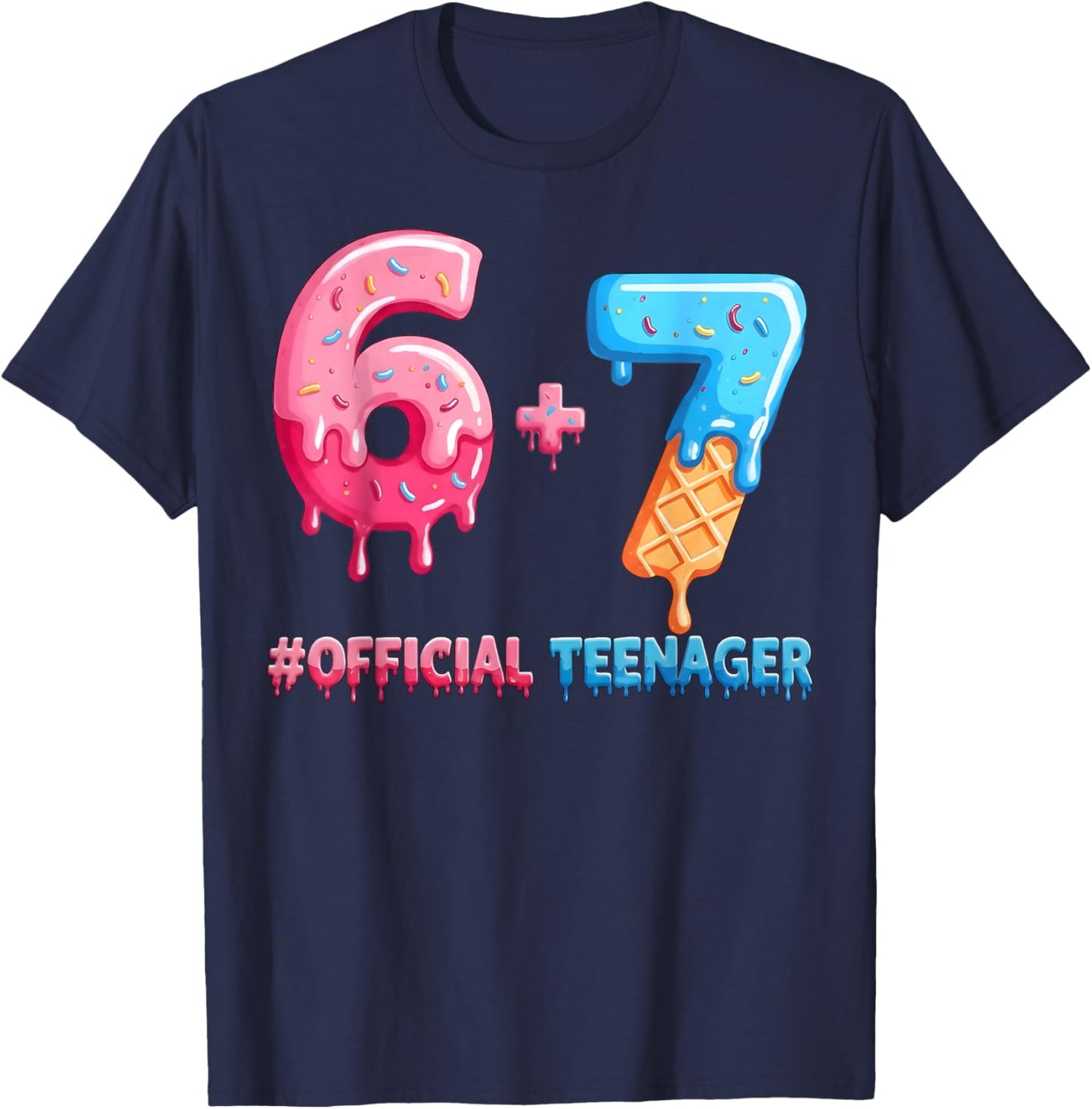 Baseball Ice Cream Drip 6+7 Offizieller Teenager 13. Geburtstag T-Shirt - T-Shirt | Navy