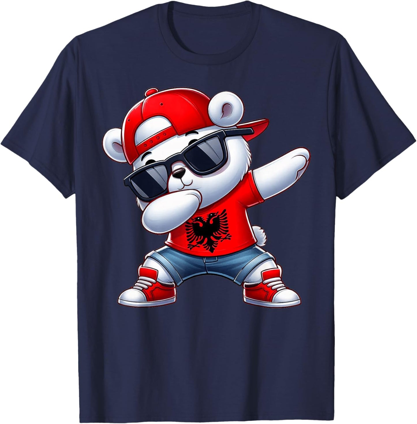 Albanian Bear Albania Dabbing Dab Boys Kids 2025 T-Shirt - T-Shirt | Navy