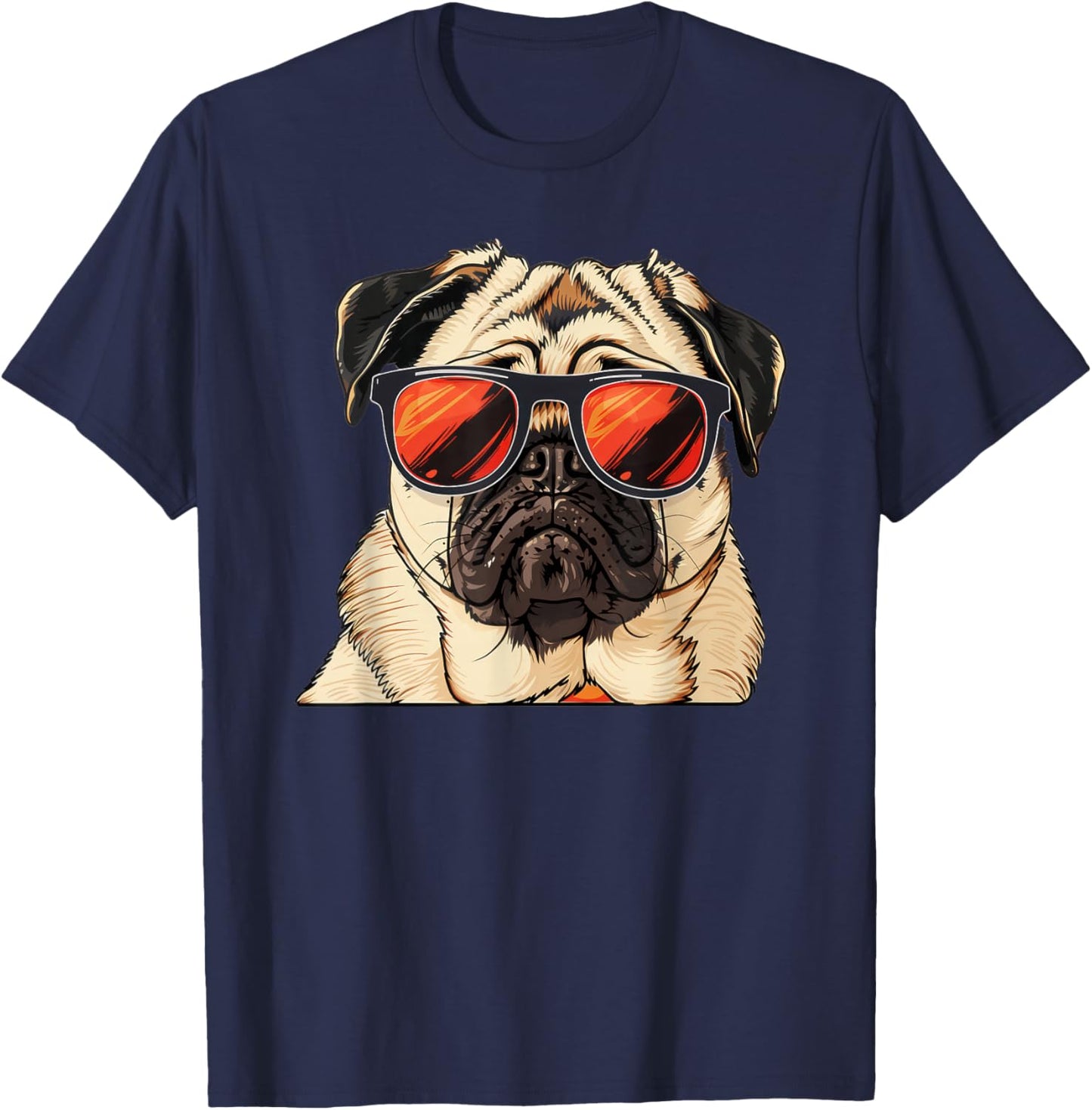 Pug Dog Sunglasses T-Shirt - T-Shirt | Navy