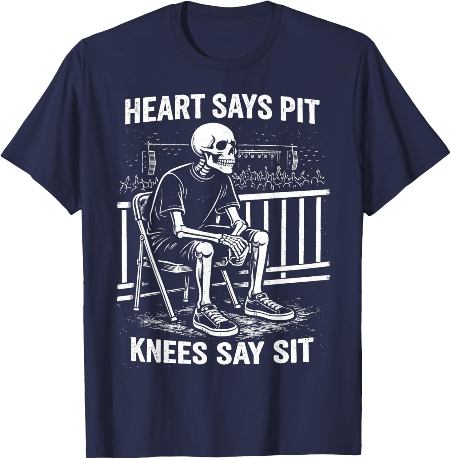 Heart Says Pit Knees Say Sit T-Shirt - T-Shirt | Navy