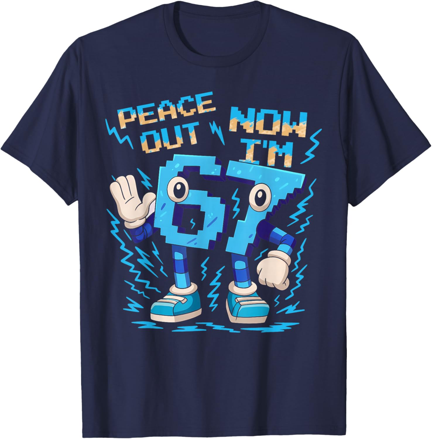 Birthday with German Text "Ich war 6 Jetzt Bin ich 7 Six Seven Brainrot T-Shirt - T-Shirt | Navy