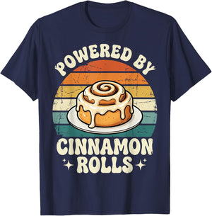 Powered By Cinnamon Rolls T-Shirt - T-Shirt | Navy