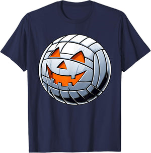 Halloween Jack O Lantern Volleyball Player Coach Pitcher Boy T-Shirt - T-Shirt | Navy