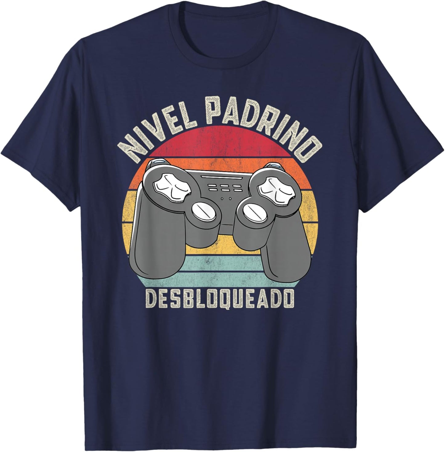 Padrino Gamer Vintage Sunset, Nivel Padrino T-Shirt - T-Shirt | Navy