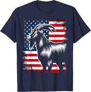 Patriotic Goat USA Flag American T-Shirt - T-Shirt | Navy