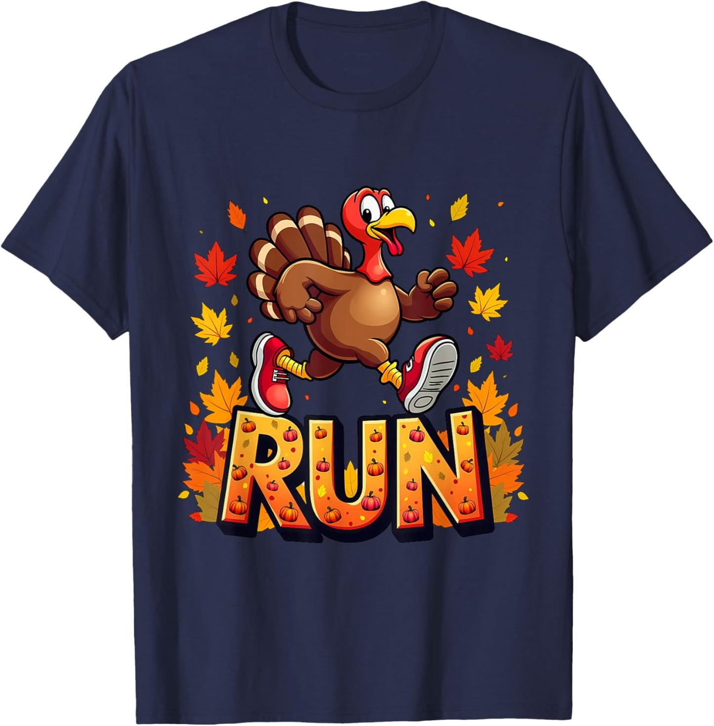Running Turkey Trot Thanksgiving 2024 For Boys Girls Kids T-Shirt - T-Shirt | Navy
