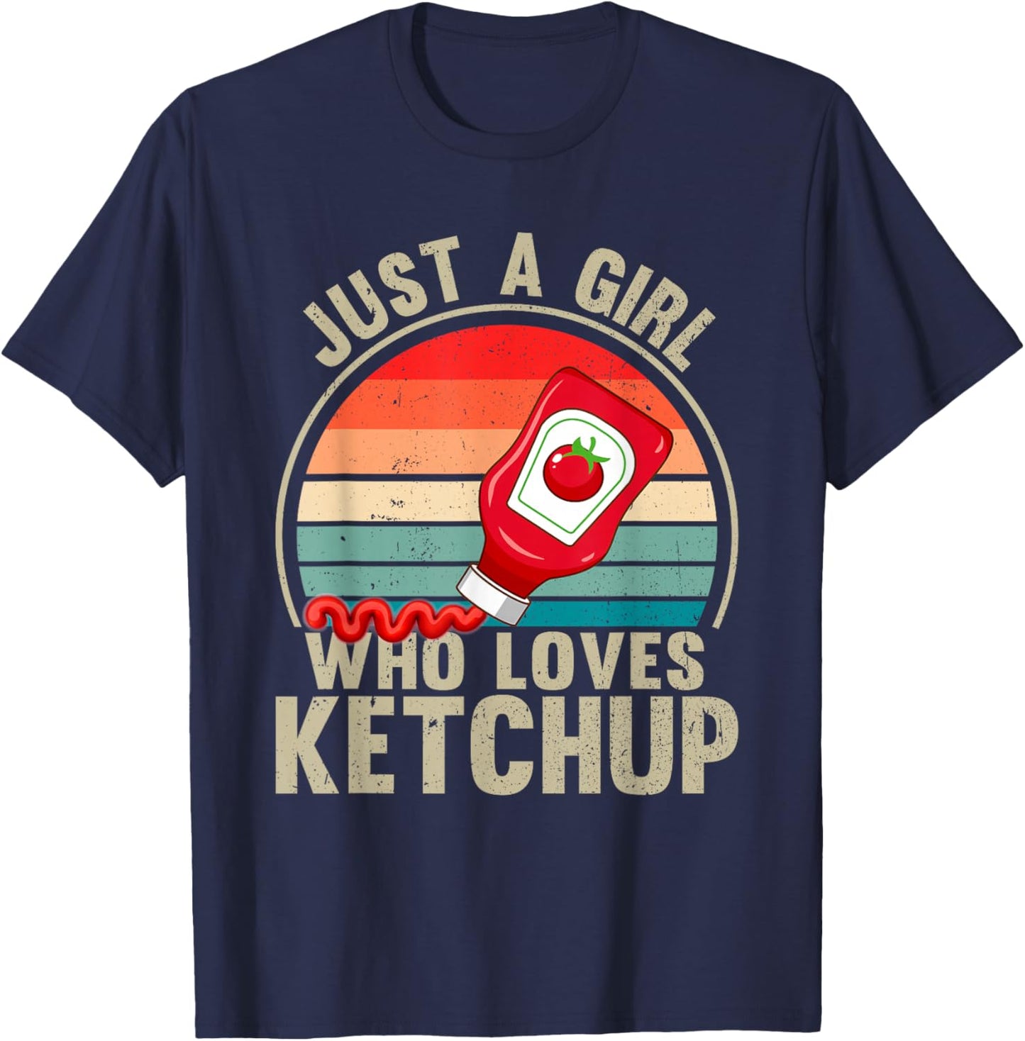 Vintage Girl Ketchup Women Catsup Condiment Lovers T-Shirt - T-Shirt | Navy