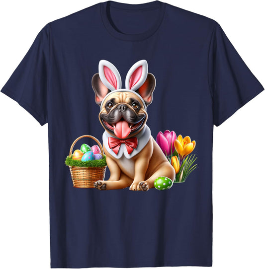French Bulldog Happy Easter T-Shirt - T-Shirt | Navy