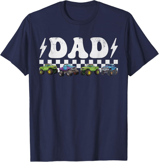 Monster Truck Dad Family Matching Monster Trucks Birthday T-Shirt - T-Shirt | Navy