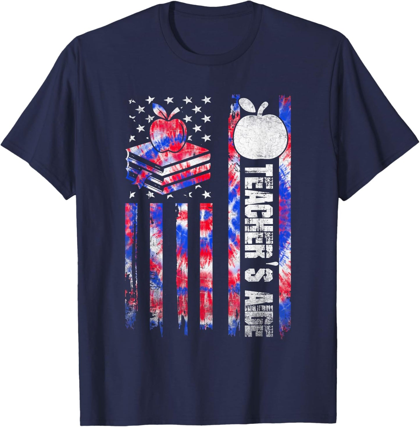 Red White Blue Tie Dye USA Flag Teacher's Aide 4th of July T-Shirt - T-Shirt | Navy